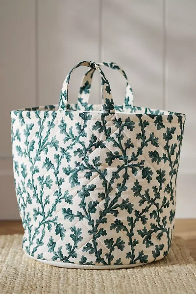 Anthropologie Irina Quilted Basket In Green