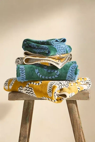 Anthropologie Isa Leopard Cotton Towel Collection In Yellow