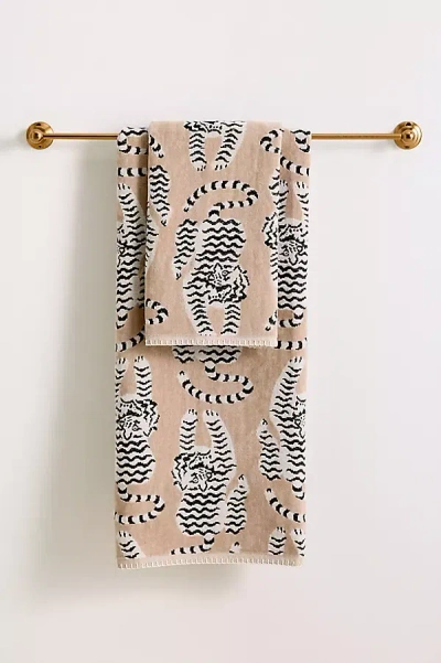 Anthropologie Isa Tiger Cotton Towel Collection In Brown