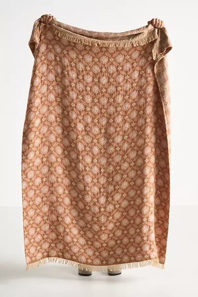 Anthropologie Isadora Cotton Woven Throw Blanket In Brown