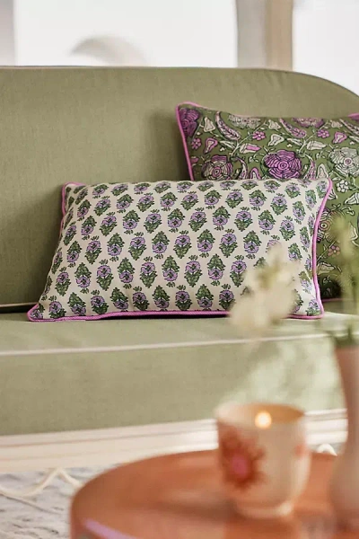 Anthropologie Isadora Mix Print Floral Indoor/outdoor Pillow In Green