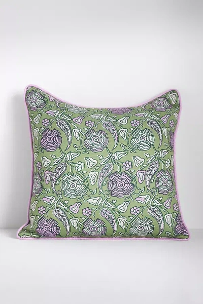 Anthropologie Isadora Mix Print Floral Indoor/outdoor Pillow In Green