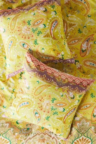 Anthropologie Iskra Organic Sateen Euro Sham In Yellow