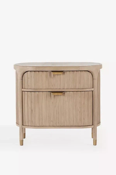Anthropologie Isla 27" Fluted Wood Nightstand In Neutral