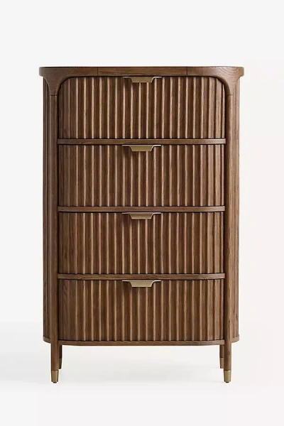 Anthropologie Isla Fluted Wood Four-drawer Chest Of Drawers In Brown