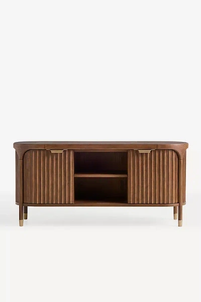 Anthropologie Isla Fluted Wood Media Console In Brown