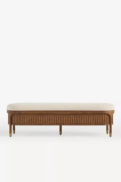 Anthropologie Isla Fluted-wood Upholstered Bench