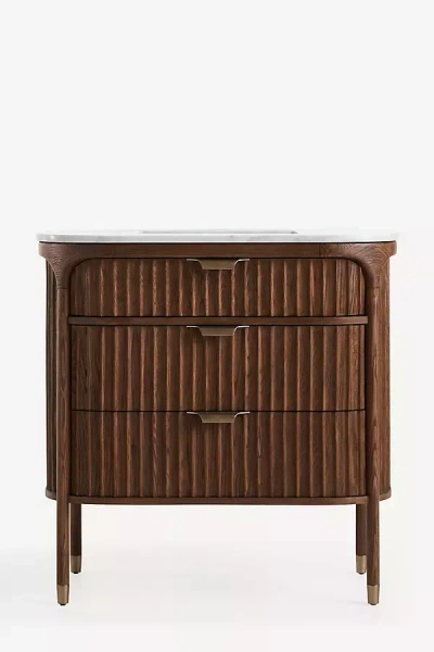 Anthropologie Isla Marble-top Fluted Single Bathroom Vanity