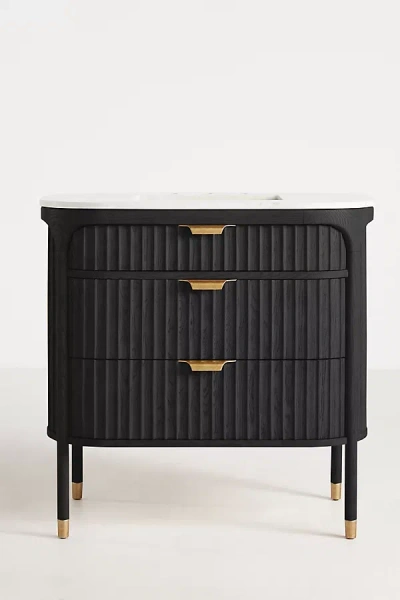 Anthropologie Isla Marble-top Fluted Single Bathroom Vanity
