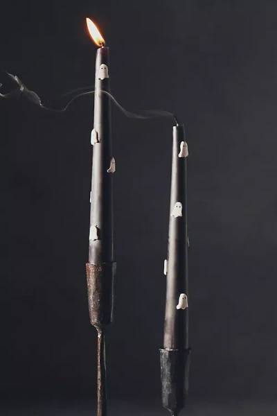Anthropologie Icon Ghost Taper Candles, Set Of 2 In Black