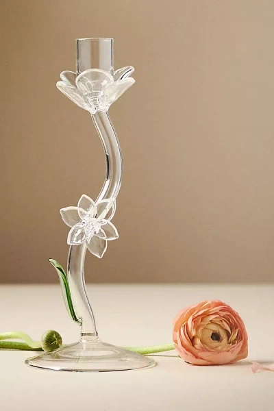Anthropologie Ivie Glass Candle Holder In Clear