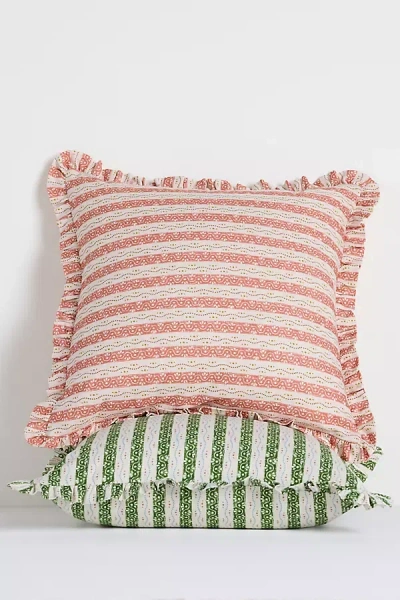 Anthropologie Ivy Cotton Printed Ruffle Cushion In Multi