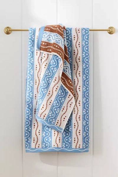 Anthropologie Ivy Cotton Woven Stripe Towel Collection In Blue