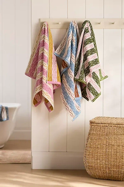 Anthropologie Ivy Cotton Woven Stripe Towel Collection In Multi