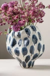 Anthropologie Jaime Young Blue Dot Ceramic Vase In Blue