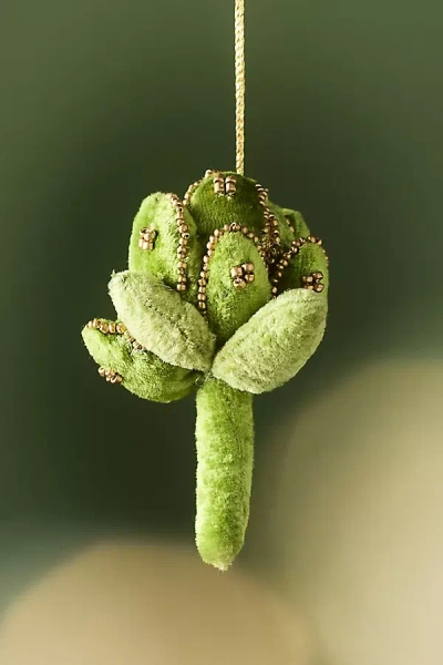Anthropologie Janelle Beaded Velvet Vegetable Ornament In Green
