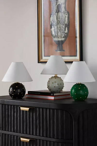 Anthropologie Jeanette Beaded Mini Brass Table Lamp In Black