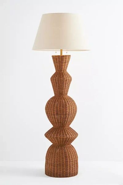 Anthropologie Jember Rattan Geometric Floor Lamp In Brown