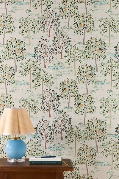 Anthropologie Jemma Fruit Tree Wallpaper In Green