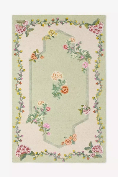 Anthropologie Jensine Tufted Wool-blend Floral Border Rug