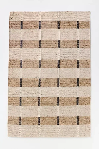 Anthropologie Jeremiah Brent Hand-knotted Geometric Wool Blend Rug In Neutral