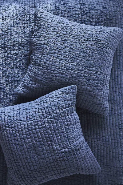 Anthropologie Jersey Channel-stitch Quilted Euro Sham In Blue