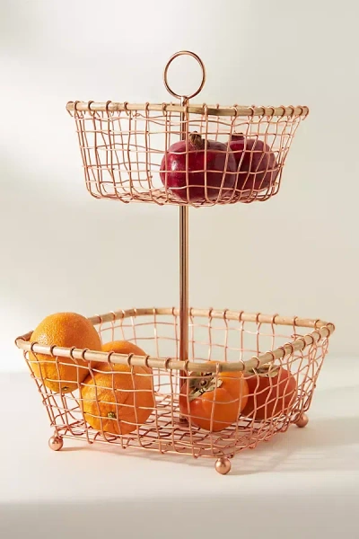 Anthropologie Jo Two-tier Fruit Basket In Multi