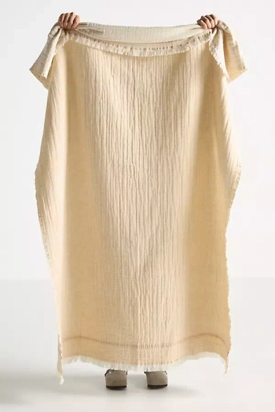 Anthropologie Jolene Cotton Wool Woven Throw Blanket In Neutral
