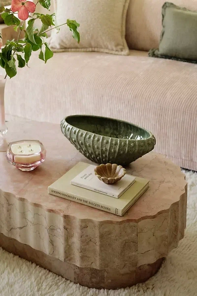 Anthropologie Jolie Oval 44" Marble Coffee Table In Multi