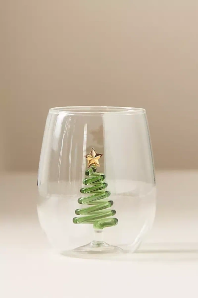 Anthropologie Jolly Icon Stemless Wine Glass