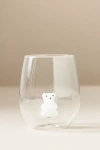 Anthropologie Jolly Icon Stemless Wine Glass In Transparent
