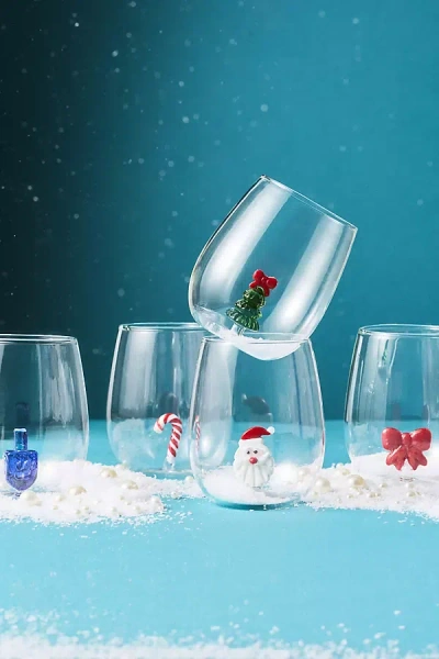 Anthropologie Jolly Icon Stemless Wine Glass In Multi