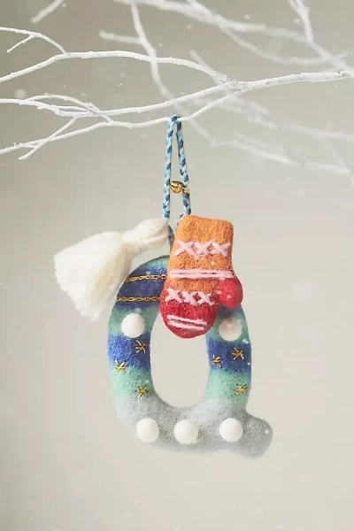 Anthropologie Jolly Monogram Ornament In Multi