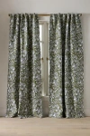 Anthropologie Julie Jacquard Bird Curtain In Green
