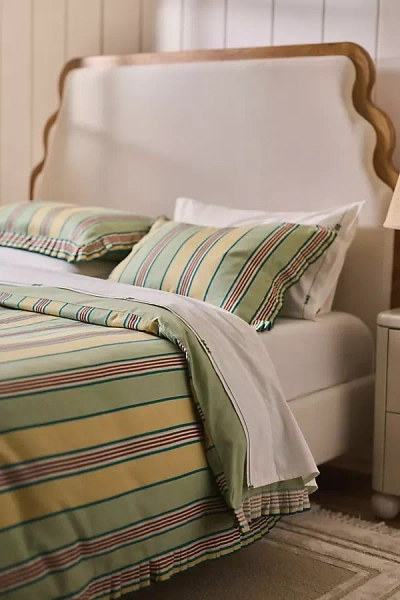 Anthropologie Juliet Cotton Yarn Dyed Stripe Ruffle Edge Duvet Cover In Multi