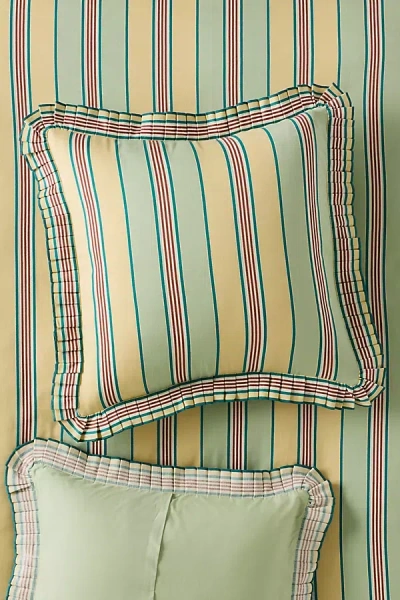 Anthropologie Juliet Cotton Yarn Dyed Stripe Ruffle Edge Euro Sham In Multi