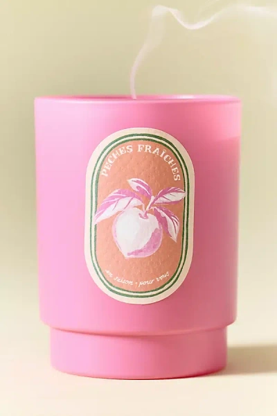 Anthropologie Juliette Fruity Peach & Nectarine Boxed Glass Candle In Pink