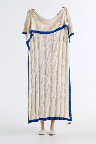 Anthropologie Juni Cotton Knit Fish Charm Throw Blanket In Neutral