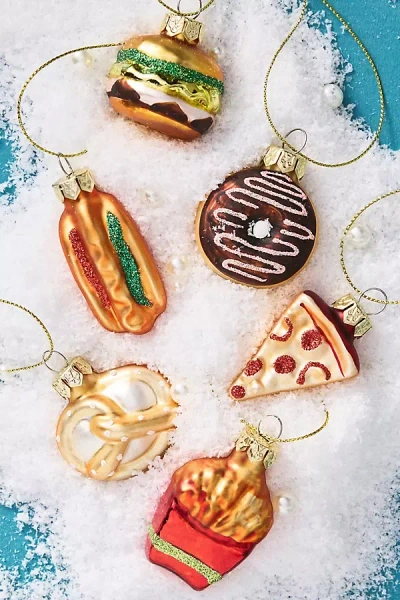 Anthropologie Junk Food Glass Ornaments, Set Of 6 In Multi