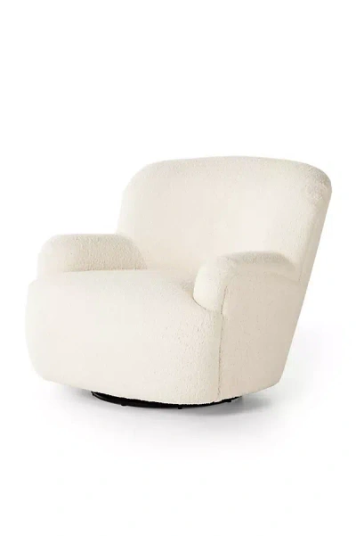 Anthropologie Kadon Wing-back Swivel Chair In Neutral