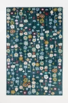 Anthropologie Kalina Hand-knotted Wool Abstract Floral Rug In Blue