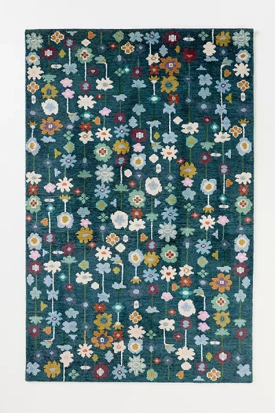 Anthropologie Kalina Hand-knotted Wool Abstract Floral Rug