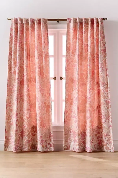 Anthropologie Kanela Woven Scenic Curtain In Pink