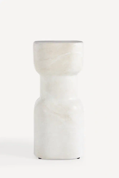 Anthropologie Keaton Faux-marble Indoor/outdoor Side Table In White