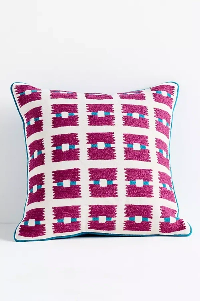 Anthropologie Kendall Cotton Woven Geometric Cushion In Pink