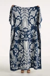 Anthropologie Kenia Cotton Knit Throw Blanket In Blue