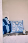 Anthropologie Kenia Embroidered Floral Indoor/outdoor Pillow In Blue