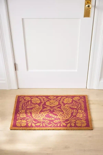 Anthropologie Kenia Tiger Printed Coir Doormat In Red