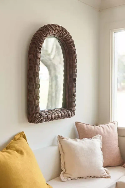 Anthropologie Kingston Rattan Wall Mirror In Brown
