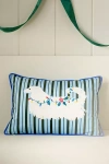 Anthropologie Kitschy Animal Velvet Printed Pillow In Blue
